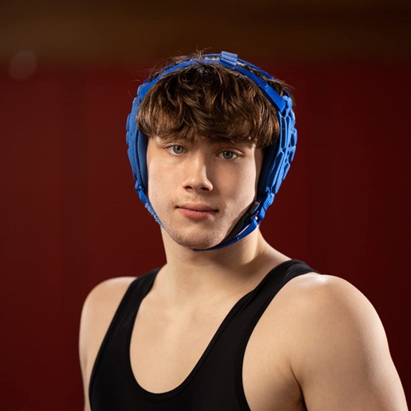 Matman Medalist Adult Wrestling Headgear â€“ Easy-Adjust, Snug Fit Protective Headgear for Wrestling, BJJ & MMA (Royal) - Image 4